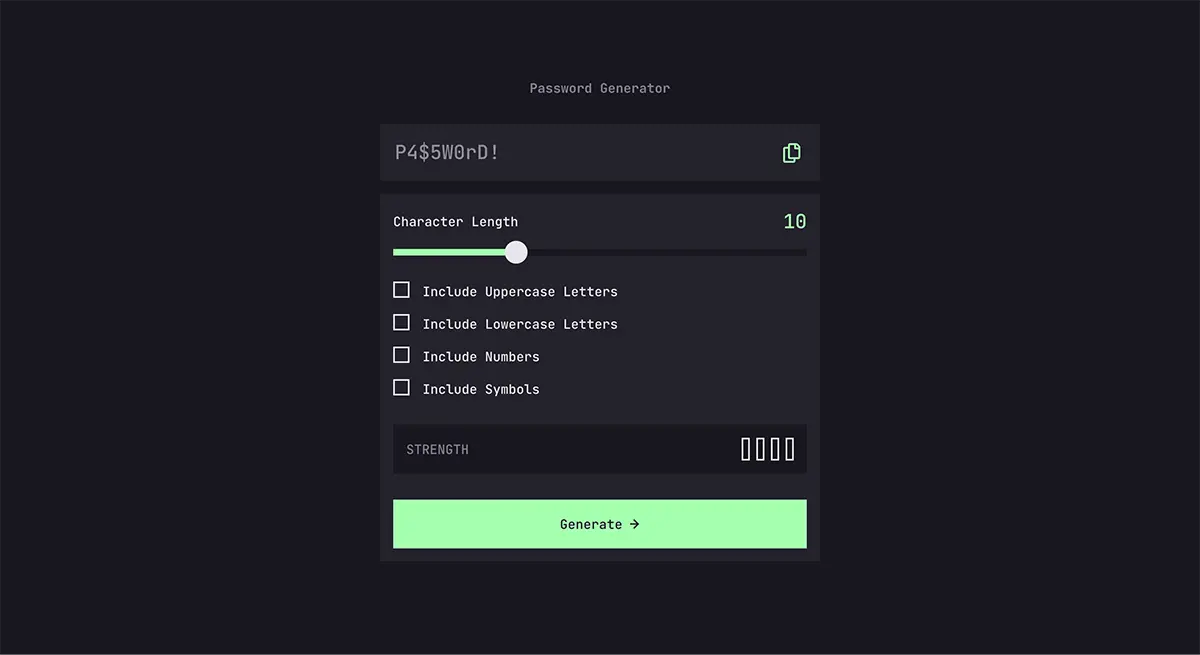 Password Generator Webapp Screenshot